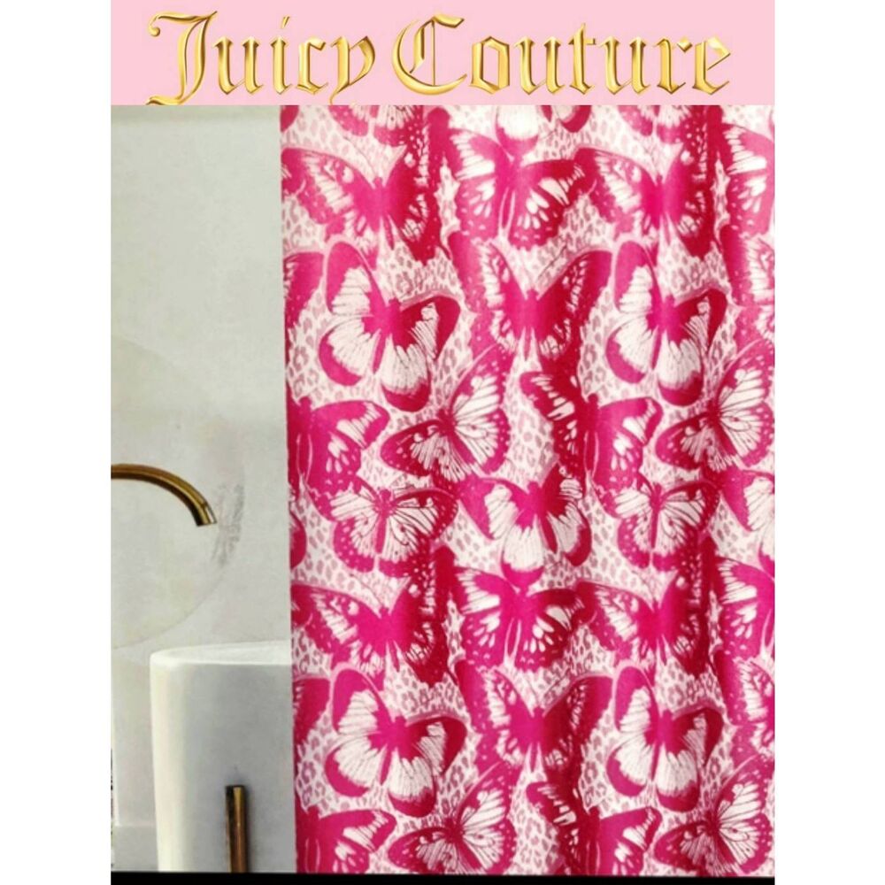 Juicy Couture Home Butterfly Print Shower Curtain w/Hooks
